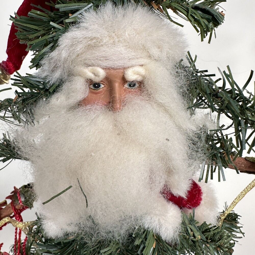Vintage Ugly Christmas Tree Figurine Santa Claus Bendable Tabletop Mantel 23"